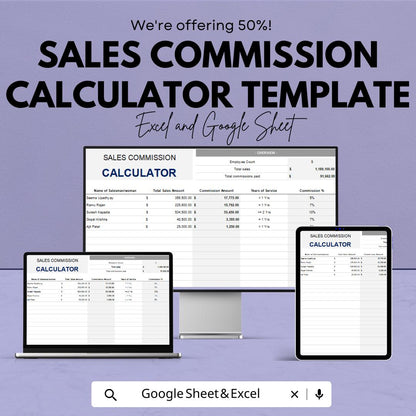 Sales Commission Calculator Template | Excel & Google Sheets | Commission Tracker | Earnings Calculator | Sales Performance Spreadsheet