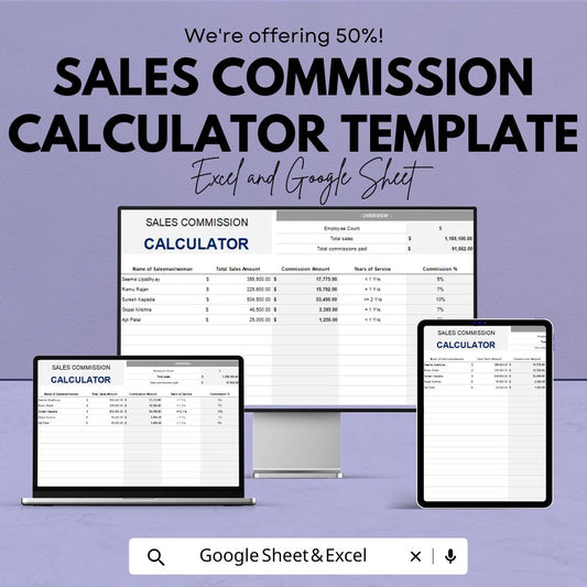 Sales Commission Calculator Template | Excel & Google Sheets | Commission Tracker | Earnings Calculator | Sales Performance Spreadsheet