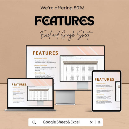 Spot Award Nomination and Approval System HR Template | Employee Recognition Tracker | Excel & Google Sheets HR Tool