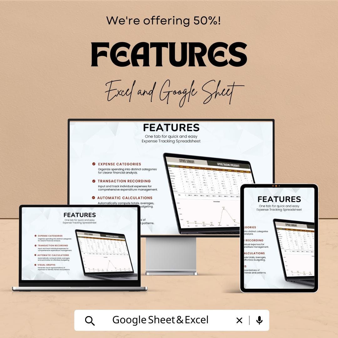 Expense Tracking Spreadsheet Template | Monthly Budget Planner | Excel & Google Sheets Finance Tracker