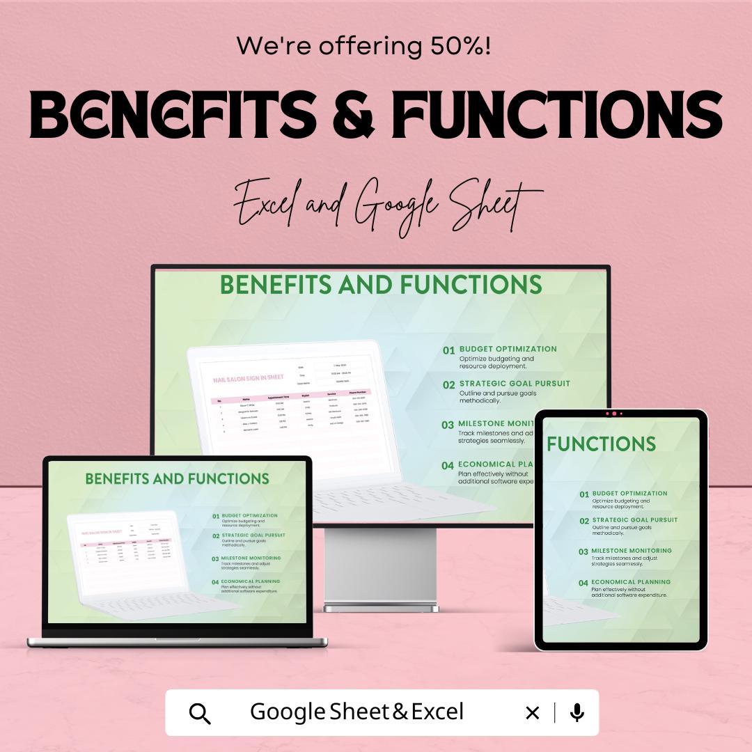 Nail Salon Sign-in Sheet Template - Excel and Google Sheets - Salon Appointment Scheduling - Track Clients & Services - Easy to Use