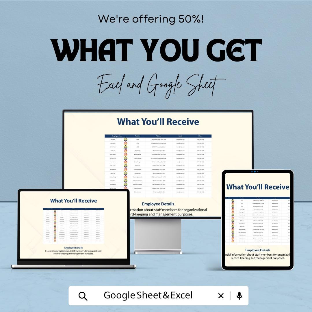 Horizontal Organizational Chart Template | Company Org Chart Spreadsheet | Employee Hierarchy Planner | Excel & Google Sheets Org Structure