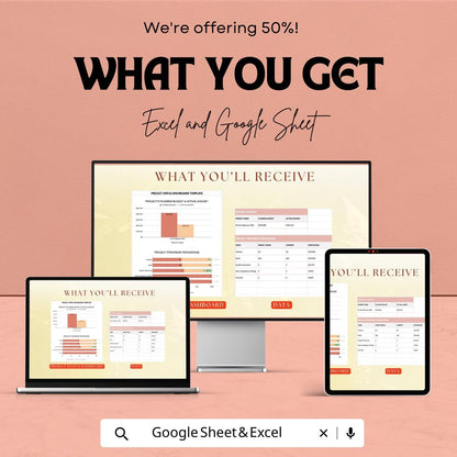 Project Status Dashboard Template , Project Management Dashboard, Project Progress Tracker, Budget vs Actual Tracker, PM Spreadsheet