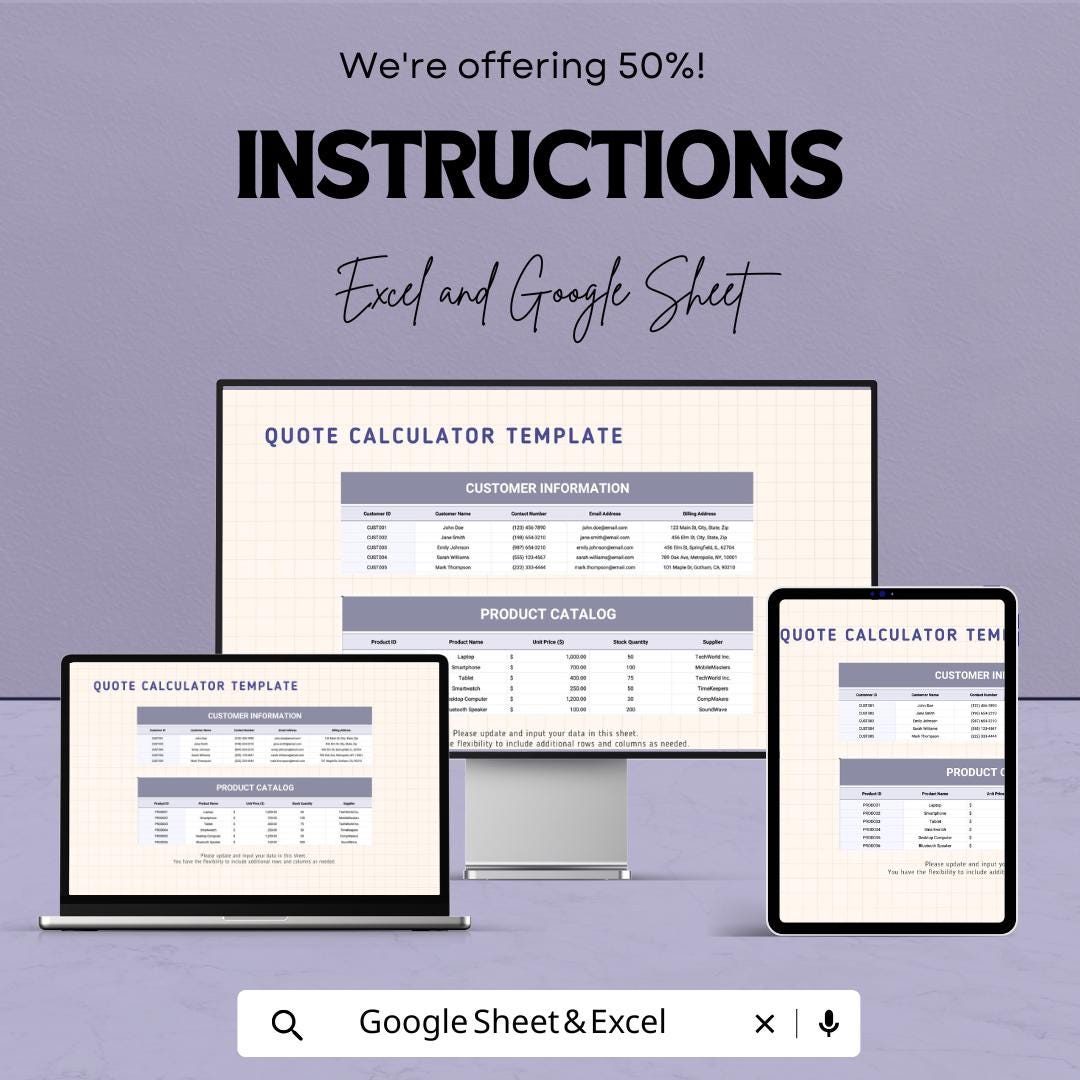 Quote Calculator Template | Google Sheets & Excel | Instant Download | Pricing Estimator | Business Quotation Tool