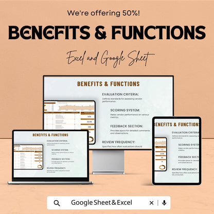 Vendor Performance Evaluation Sheet - Google Sheets | Administration Tool for Supplier Scoring and Feedback | Procurement Performance