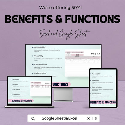 Printable Operation Template | Operations Tracker Spreadsheet | Daily Operations Planner | Excel & Google Sheets