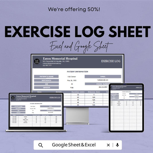 Exercise Log Sheet | Track Your Fitness Journey | Excel & Google Sheets Template