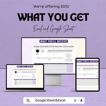 Customer Retention Rate Calculator | Retention Dashboard Template | Customer Analytics Spreadsheet | Excel & Google Sheets Tracker