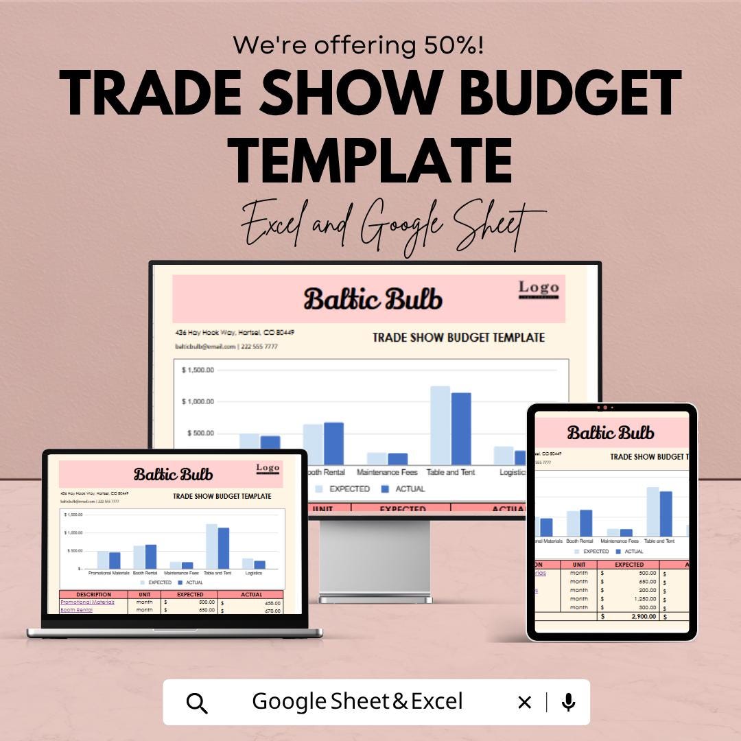Trade Show Budget Template | Event Budget Spreadsheet | Exhibition Budget Planner | Marketing Budget Sheet