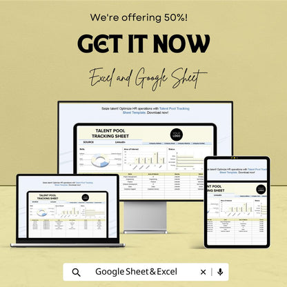 Talent Pool Tracking Sheet HR Template | Excel and Google Sheets | Candidate Tracking Spreadsheet | Recruitment & Hiring Tracker