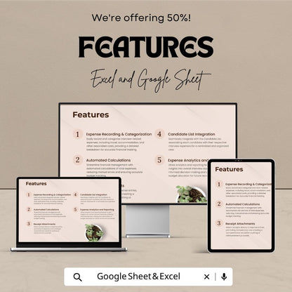 Interview Expense Tracker Template | Recruitment Cost Tracker | Hiring Budget Spreadsheet | HR Expense Planner | Hiring Management Tool