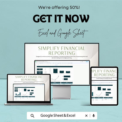Balance Sheet Template Excel and Google Sheet | Financial Reporting Spreadsheet | Business Accounting Dashboard | Simple & Editable