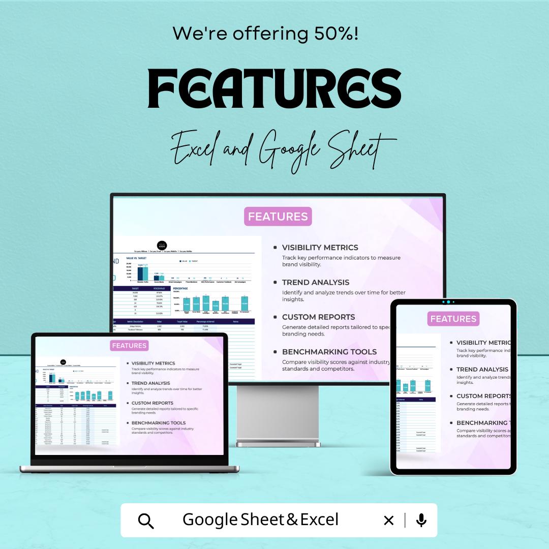 Startup Brand Visibility Scorecard Template | Brand Performance Tracker | Excel & Google Sheets