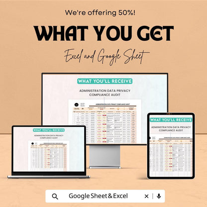 Administration Data Privacy Compliance Audit Sheet | Excel and Google Sheets | Data Privacy & Security Audit Template