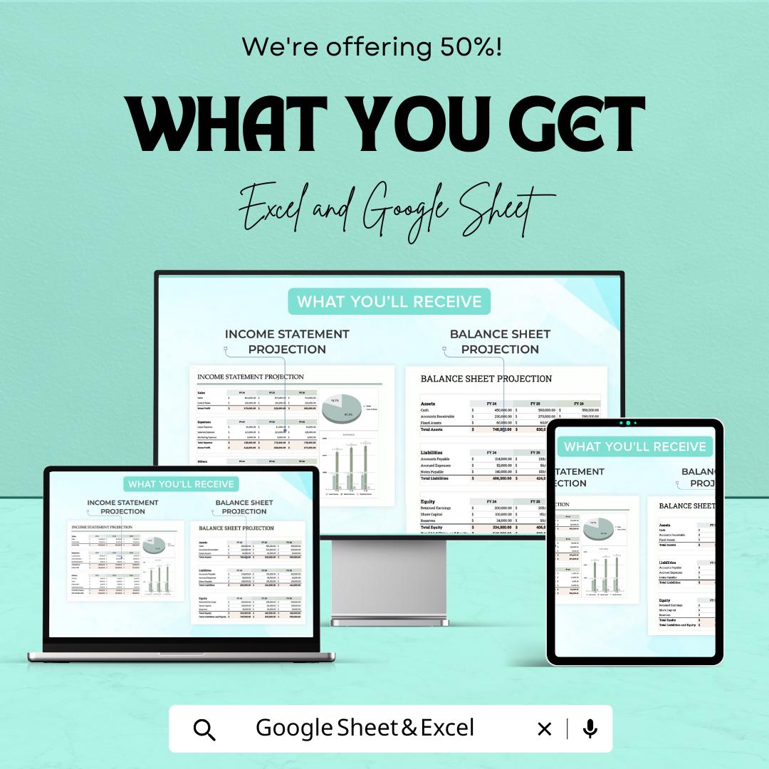Startup Financial Projections Template | Excel & Google Sheets | Financial Forecast Model | Business Financial Planning Spreadsheet
