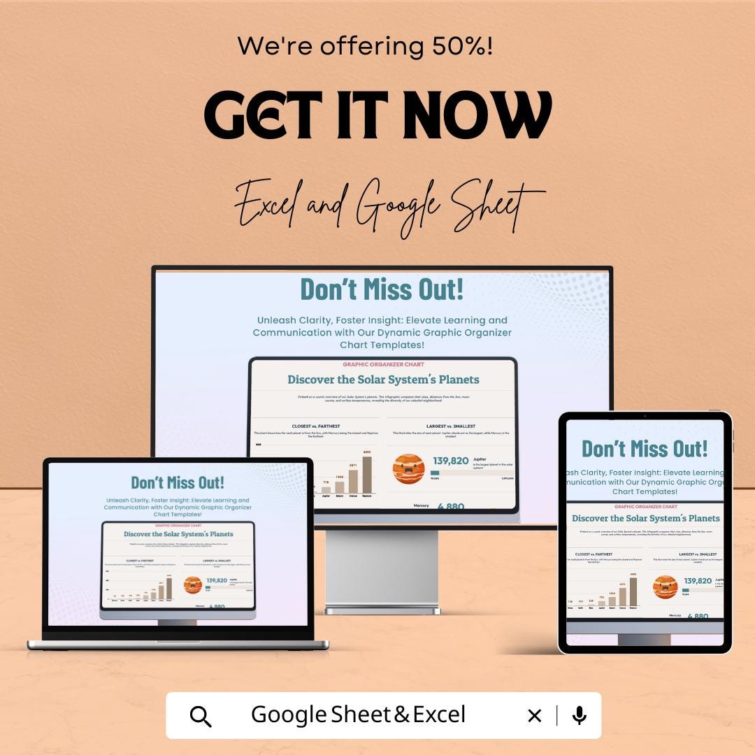 Graphic Organizer Chart Sheet for Visual Learning | Google Sheet Template | Educational Data Organization | Flexible & Interactive Chart