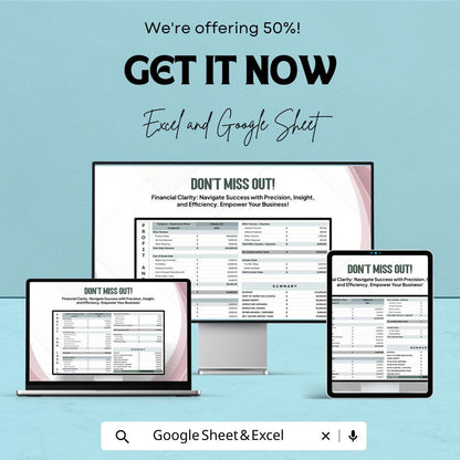 Profit and Loss Format Template | PandL Statement Format | Income Expense Tracker | Excel & Google Sheets