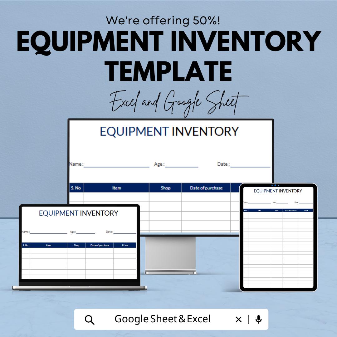 Equipment Inventory Template | Asset Tracking Spreadsheet | Excel & Google Sheets Inventory Log | Small Business Equipment Tracker