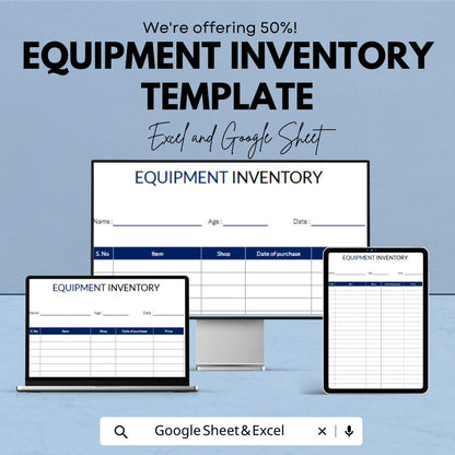 Equipment Inventory Template | Asset Tracking Spreadsheet | Excel & Google Sheets Inventory Log | Small Business Equipment Tracker