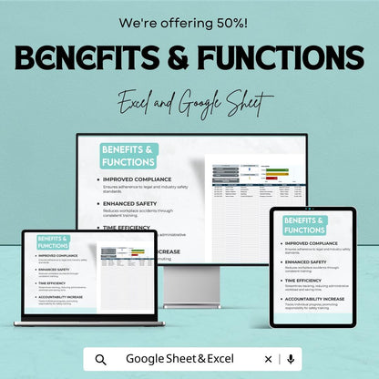 Workplace Safety Training Tracker | Excel & Google Sheets Template | Employee Training Log | Compliance Tracker | Safety Record Sheet