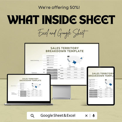 Sales Territory Breakdown Template | Sales Territory Mapping Sheet | Territory Performance Dashboard | Excel & Google Sheets