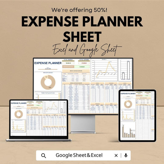Expense Planner Sheet | Budget Tracker Excel and Google Sheet Template for Personal Finance | Budgeting & Expense Management Tool