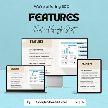 Corporate Dashboard Template - Business Performance Tracking Sheet | Excel & Google Sheets | KPI Monitoring | Financial Overview