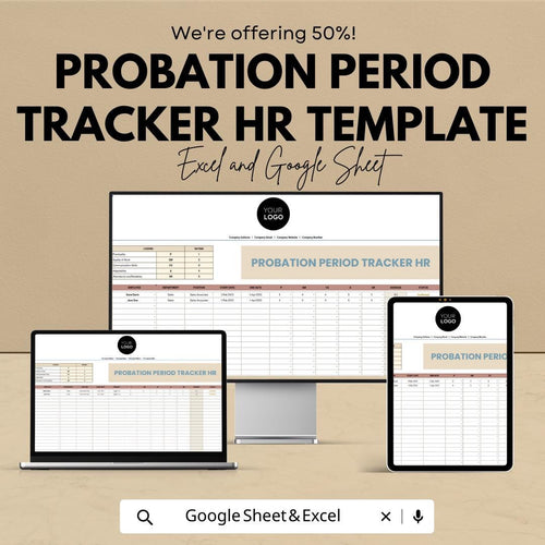 Probation Period Tracker HR Template , Employee Probation Review Tracker, HR Performance Evaluation Sheet, New Hire Review Spreadsheet