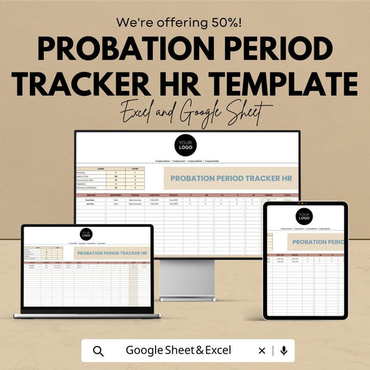 Probation Period Tracker HR Template , Employee Probation Review Tracker, HR Performance Evaluation Sheet, New Hire Review Spreadsheet