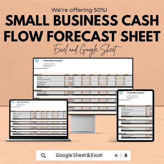 Small Business Cash Flow Forecast Sheet | Google Sheets | Template | Financial Tracker | Monthly Expense & Revenue Planner | Budget sheet