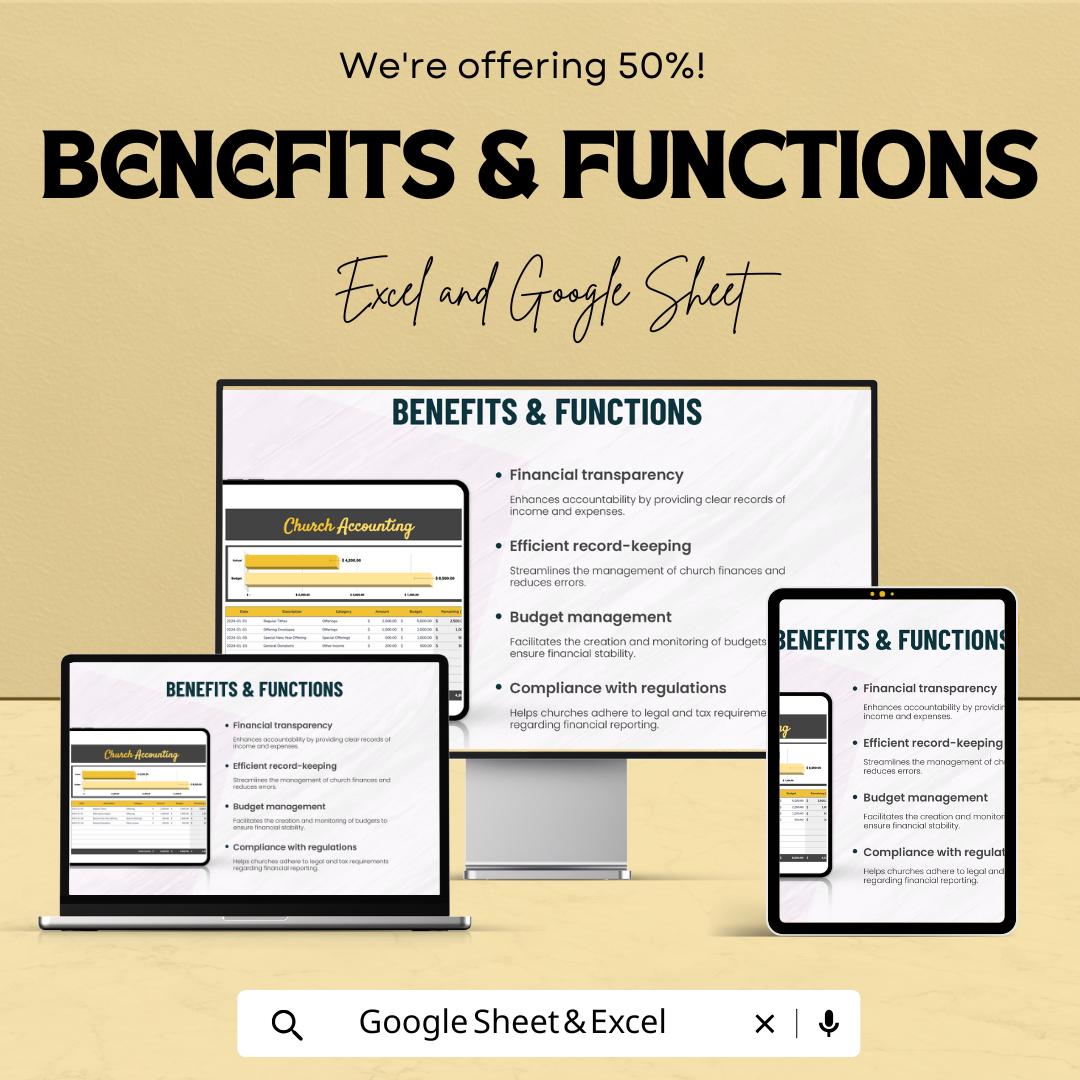 Church Accounting Template | Excel and Google Sheets | Church Finance Tracker | Donation & Expense Log | Ministry Budget Spreadsheet
