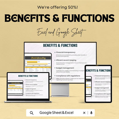 Church Accounting Template | Excel and Google Sheets | Church Finance Tracker | Donation & Expense Log | Ministry Budget Spreadsheet