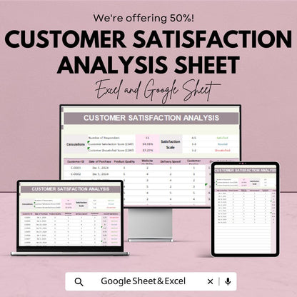 Customer Satisfaction Analysis Sheet - Excel & Google Sheet Template for Tracking Customer Feedback