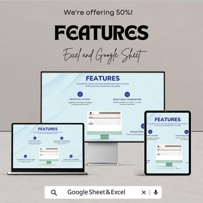 Marketing Product Launch Profit and Loss Statement Template | Excel & Google Sheets | Business Budget Planner, Financial Tracker