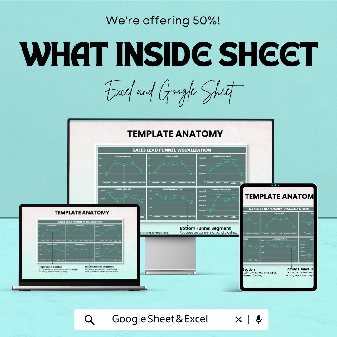 Sales Lead Funnel Visualization Template | Excel & Google Sheets | Sales Pipeline Tracker | Lead Management Dashboard | CRM Funnel Chart
