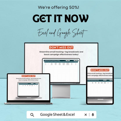 Administration Corporate Email Broadcast Log Template | Email Tracking Spreadsheet | Campaign Log | Business Communication