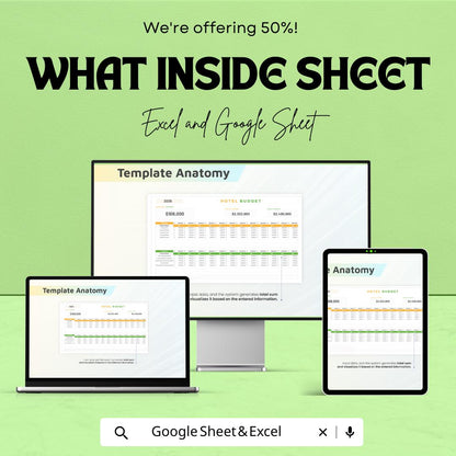 Simple Hotel Budget Sheet | Excel & Google Sheets Template | Hotel Financial Planning | Budget Management Template | 50% Off