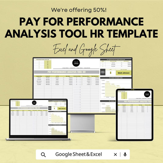 Pay for Performance Analysis Tool HR Template | Compensation and Salary Analysis Spreadsheet | Excel & Google Sheets HR Dashboard