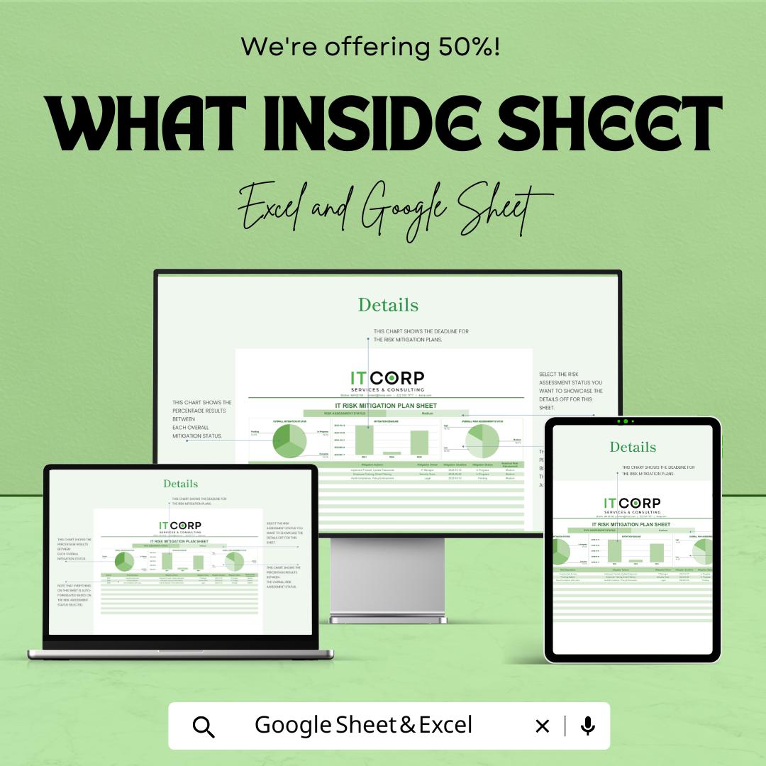IT Risk Mitigation Plan Sheet Template |  IT Risk Action Plan | Business Risk Mitigation Spreadsheet