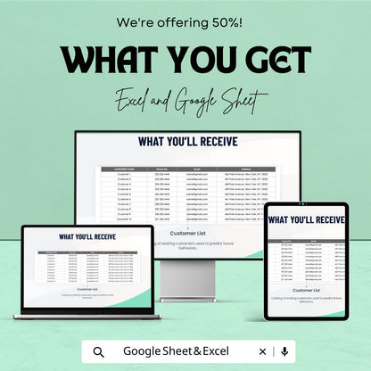 Customer Forecast Template, Sales Forecast Spreadsheet, Customer Tracking Sheet,  Business Forecast Tool, Revenue Planner