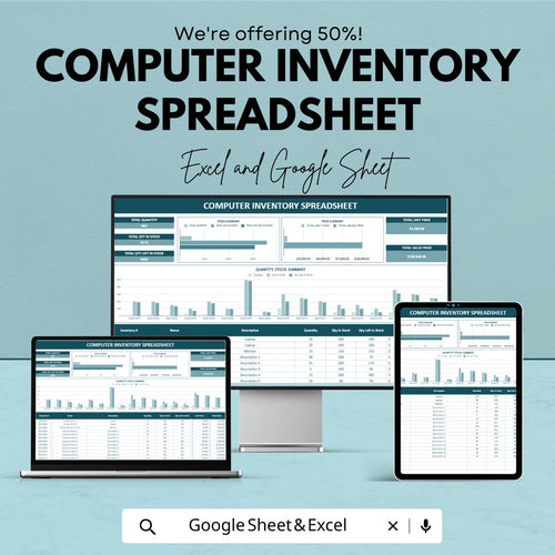 Computer Inventory Spreadsheet Template | IT Asset Tracker  | Computer Asset Management Dashboard | Stock & Value Tracker