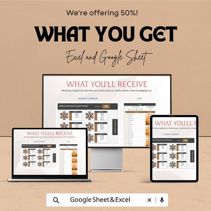 Sales Event Space Layout Planner Template | Event Seating Chart | Venue Floor Plan Planner | Excel & Google Sheets