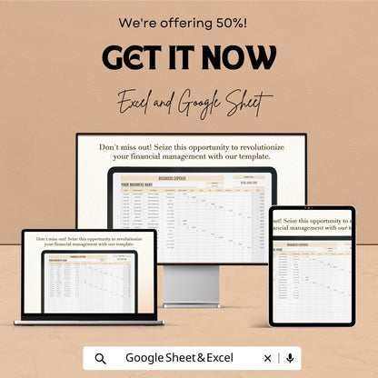 Business Expense Tracker Template, Monthly Expense Spreadsheet, Small Business Budget, Google Sheets & Excel Expense Log