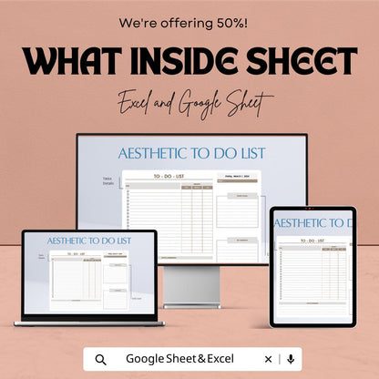 Aesthetic To-Do List & Daily Planner | Excel & Sheets