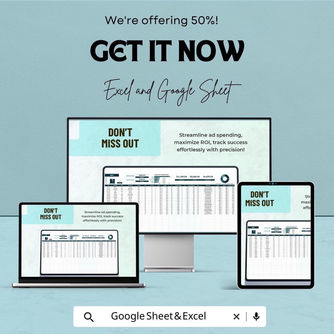 Advertising Media Buying Tracking Sheet Template, Media Buying Spreadsheet, Ad Spend Tracker, Marketing Budget Planner