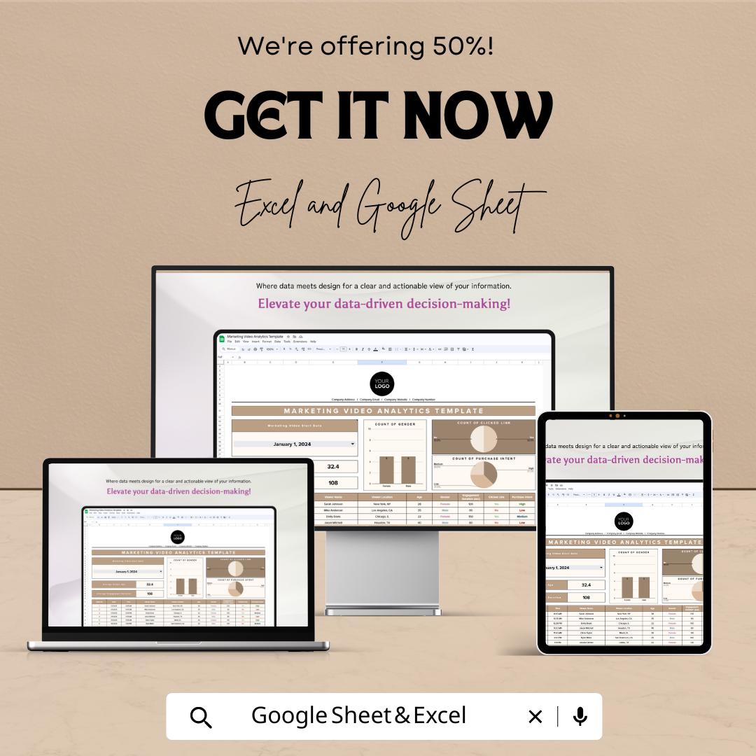 Marketing Monthly Traffic and Leads Tracker Template | Excel and Google Sheets | Website Traffic & Lead Tracking Spreadsheet