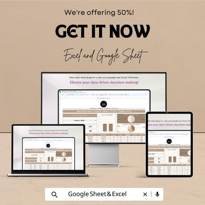 Marketing Monthly Traffic and Leads Tracker Template | Excel and Google Sheets | Website Traffic & Lead Tracking Spreadsheet