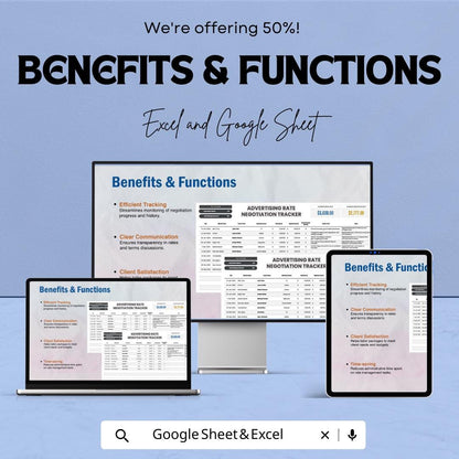 Advertising Rate Negotiation Tracker Sheet | Excel and Google Sheets Template | Track Ad Pricing & Deals | Rate Negotiation Tool |