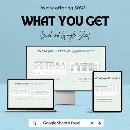 Bookkeeping Spreadsheet Template | Small Business Bookkeeping | Client Tracker | Invoice Tracker | Finance Spreadsheet | Accounting Template