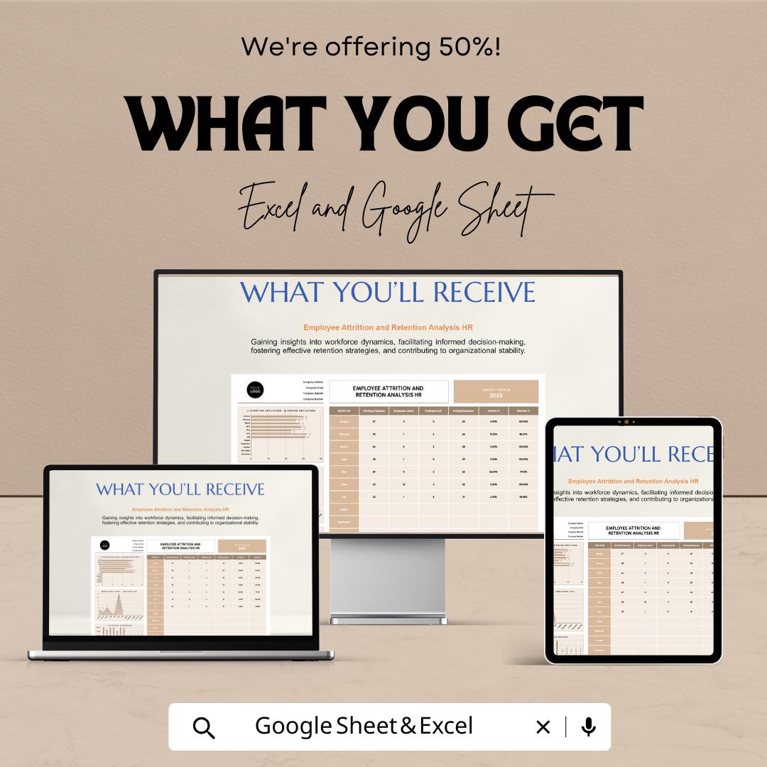 Employee Attrition and Retention Analysis HR Template | Excel & Google Sheets Workforce Dashboard | HR Analytics Spreadsheet